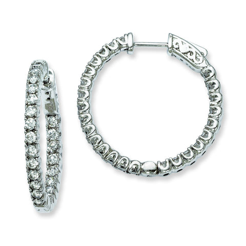 Sterling Silver Rhodium-plated CZ In and Out Hinged Hoop Earrings QE7954 - shirin-diamonds