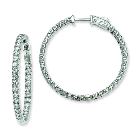 Sterling Silver Rhodium-plated CZ In and Out Hinged Hoop Earrings QE7955 - shirin-diamonds