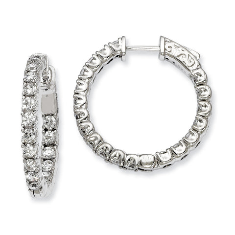 Sterling Silver Rhodium-plated CZ In and Out Hinged Hoop Earrings QE7958 - shirin-diamonds
