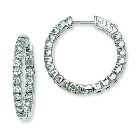 Sterling Silver Rhodium-plated CZ In and Out Hinged Hoop Earrings QE7959 - shirin-diamonds