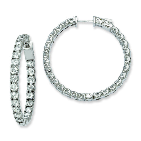 Sterling Silver Rhodium-plated CZ In and Out Hinged Hoop Earrings QE7960 - shirin-diamonds
