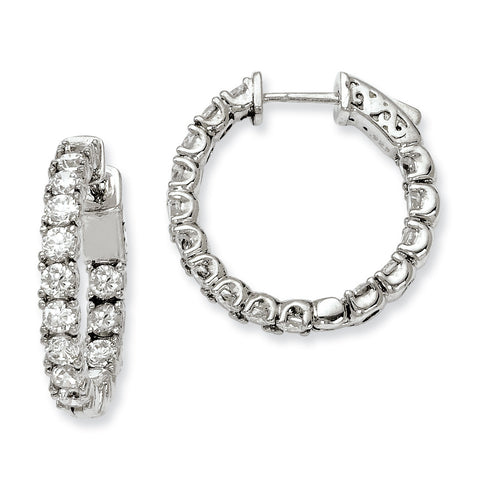 Sterling Silver Rhodium-plated CZ In and Out Hinged Hoop Earrings QE7962 - shirin-diamonds