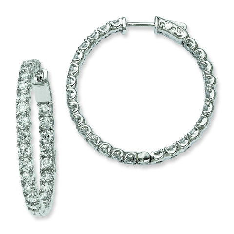 Sterling Silver Rhodium-plated CZ In and Out Hinged Hoop Earrings QE7963 - shirin-diamonds