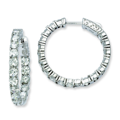 Sterling Silver Rhodium-plated CZ In and Out Hinged Hoop Earrings QE7966 - shirin-diamonds