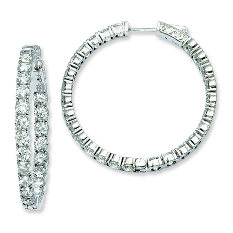 Sterling Silver Rhodium-plated CZ In and Out Hinged Hoop Earrings QE7967 - shirin-diamonds