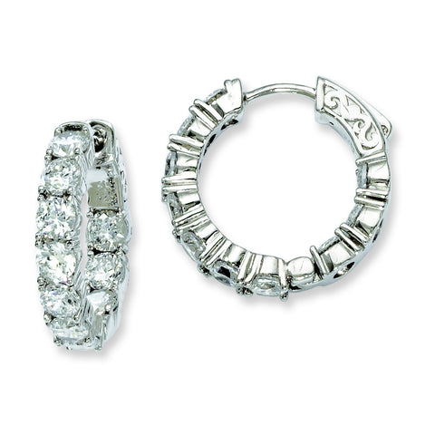 Sterling Silver Rhodium-plated CZ In and Out Hinged Hoop Earrings QE7968 - shirin-diamonds