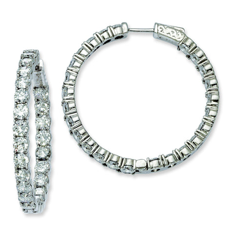 Sterling Silver Rhodium-plated CZ In and Out Hinged Hoop Earrings QE7970 - shirin-diamonds