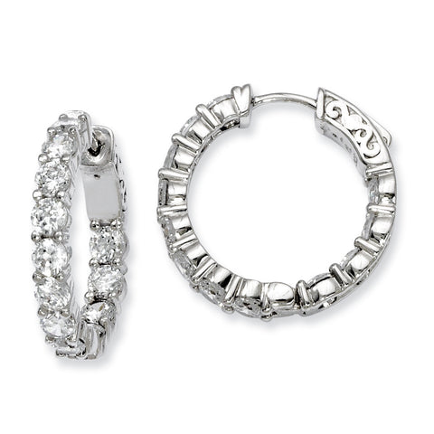 Sterling Silver Rhodium-plated CZ In and Out Hinged Hoop Earrings QE7971 - shirin-diamonds