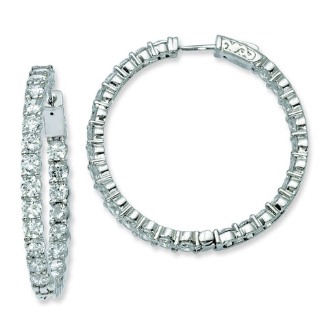 Sterling Silver Rhodium-plated CZ In and Out Hinged Hoop Earrings QE7973 - shirin-diamonds