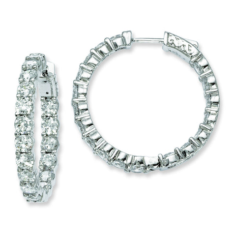 Sterling Silver Rhodium-plated CZ In and Out Hinged Hoop Earrings QE7975 - shirin-diamonds
