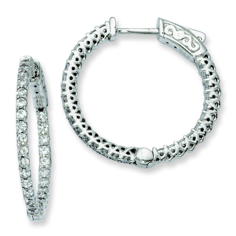 Sterling Silver Rhodium-plated CZ In and Out Hinged Hoop Earrings QE7979 - shirin-diamonds