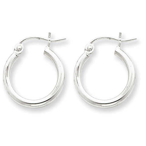 Sterling Silver Rhodium-plated 2mm Round Hoop Earrings QE797 - shirin-diamonds