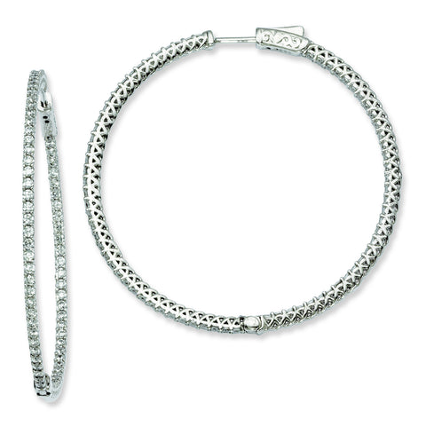 Sterling Silver Rhodium-plated CZ In and Out Hinged Hoop Earrings QE7980 - shirin-diamonds