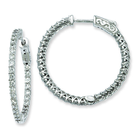Sterling Silver Rhodium-plated CZ In and Out Hinged Hoop Earrings QE7981 - shirin-diamonds