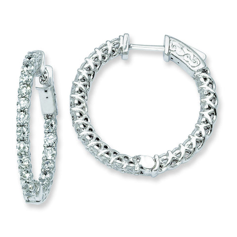 Sterling Silver Rhodium-plated CZ In and Out Hinged Hoop Earrings QE7984 - shirin-diamonds