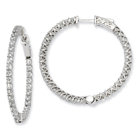 Sterling Silver Rhodium-plated CZ In and Out Hinged Hoop Earrings QE7985 - shirin-diamonds