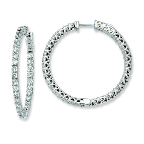 Sterling Silver Rhodium-plated CZ In and Out Hinged Hoop Earrings QE7988 - shirin-diamonds