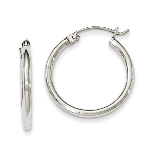 Sterling Silver Rhodium-plated 2mm Round Hoop Earrings QE798 - shirin-diamonds
