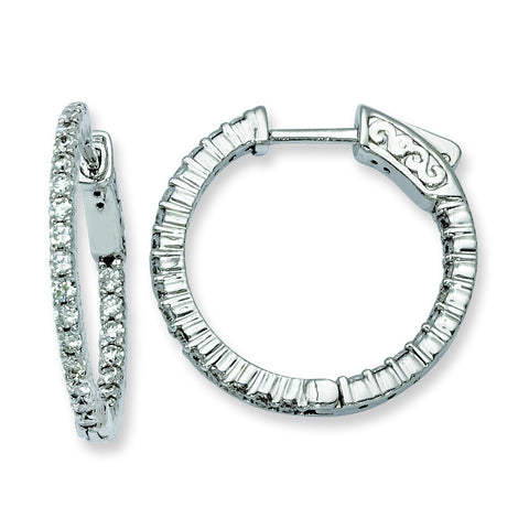 Sterling Silver Rhodium-plated CZ In and Out Hinged Hoop Earrings QE8001 - shirin-diamonds