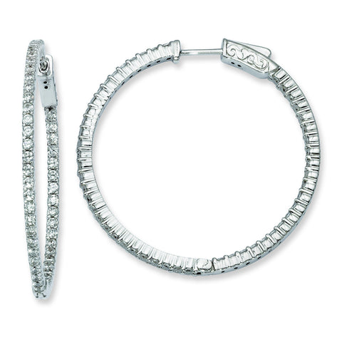 Sterling Silver Rhodium-plated CZ In and Out Hinged Hoop Earrings QE8002 - shirin-diamonds