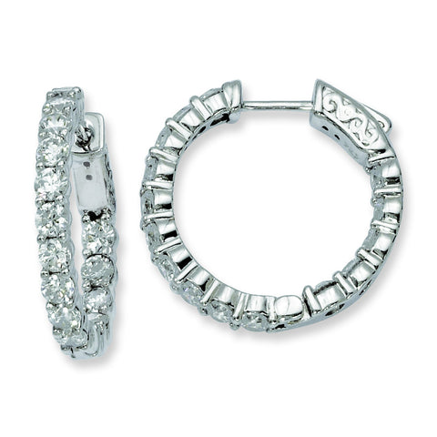 Sterling Silver Rhodium-plated CZ In and Out Hinged Hoop Earrings QE8005 - shirin-diamonds