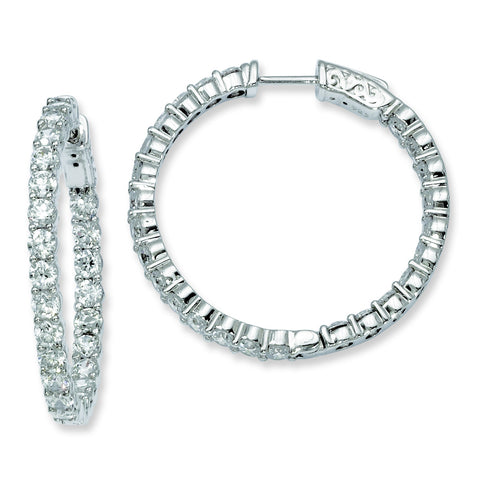 Sterling Silver Rhodium-plated CZ In and Out Hinged Hoop Earrings QE8006 - shirin-diamonds
