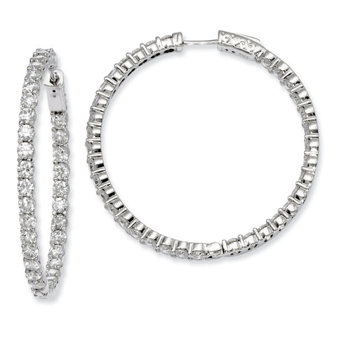 Sterling Silver Rhodium-plated CZ In and Out Hinged Hoop Earrings QE8007 - shirin-diamonds