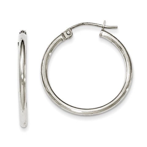 Sterling Silver Rhodium-plated 2mm Round Hoop Earrings QE800 - shirin-diamonds
