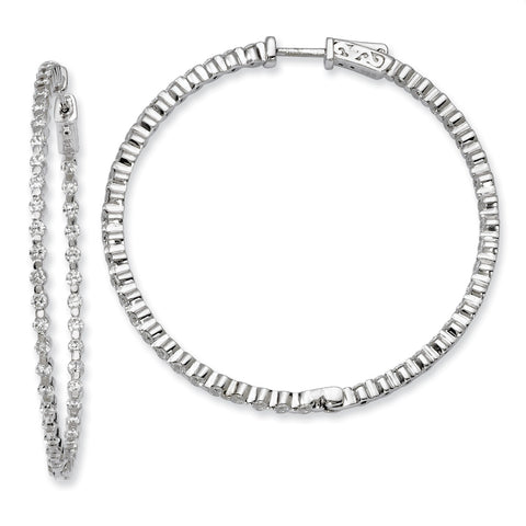 Sterling Silver Rhodium-plated CZ In and Out Hinged Hoop Earrings QE8010 - shirin-diamonds