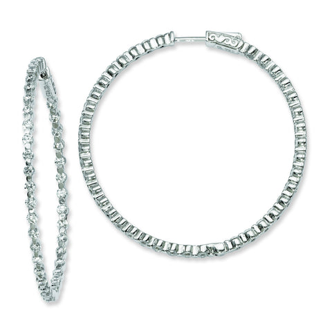 Sterling Silver Rhodium-plated CZ In and Out Hinged Hoop Earrings QE8013 - shirin-diamonds