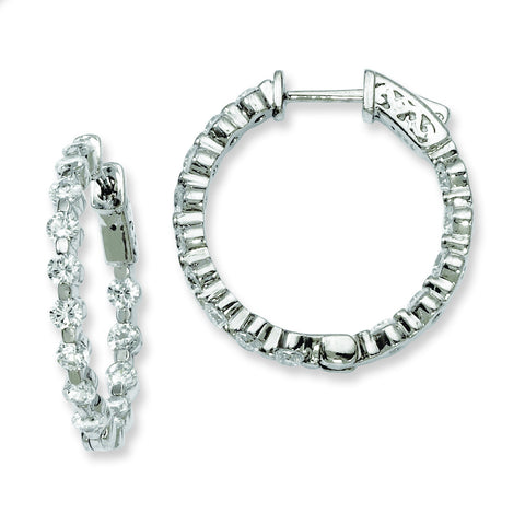 Sterling Silver Rhodium-plated CZ In and Out Hinged Hoop Earrings QE8014 - shirin-diamonds