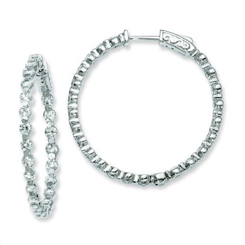 Sterling Silver Rhodium-plated CZ In and Out Hinged Hoop Earrings QE8015 - shirin-diamonds
