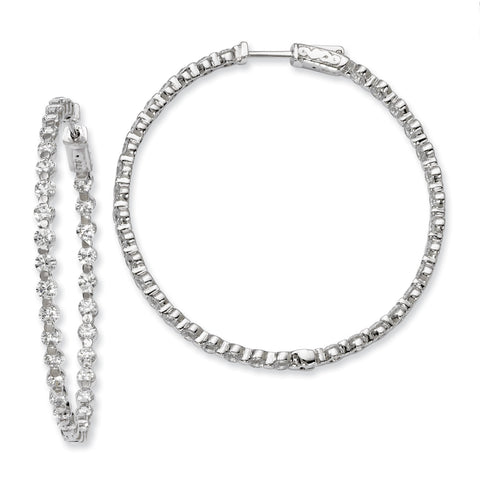Sterling Silver Rhodium-plated CZ In and Out Hinged Hoop Earrings QE8016 - shirin-diamonds