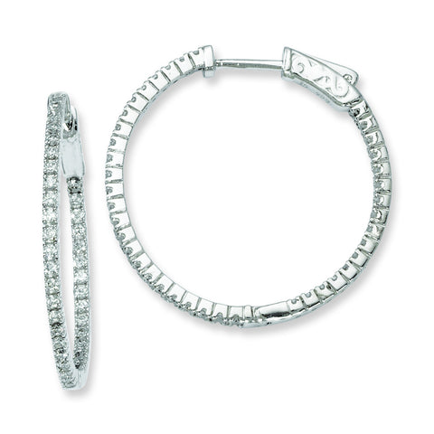 Sterling Silver Rhodium-plated CZ In and Out Hinged Hoop Earrings QE8020 - shirin-diamonds