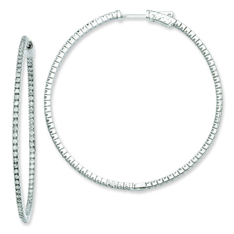 Sterling Silver Rhodium-plated CZ In and Out Hinged Hoop Earrings QE8022 - shirin-diamonds