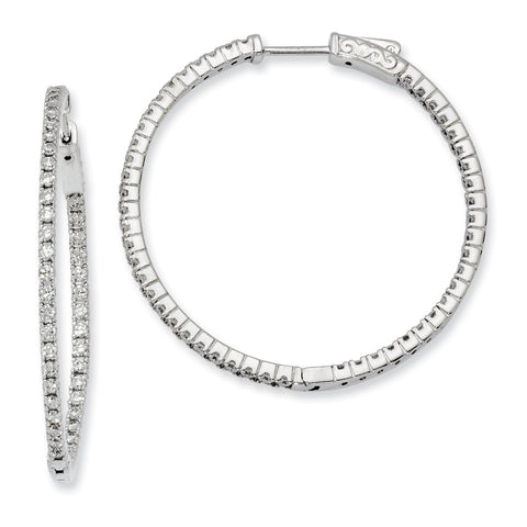 Sterling Silver Rhodium-plated CZ In and Out Hinged Hoop Earrings QE8025 - shirin-diamonds
