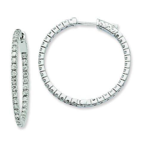 Sterling Silver Rhodium-plated CZ In and Out Hinged Hoop Earrings QE8028 - shirin-diamonds