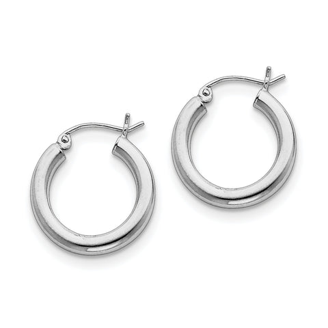 Sterling Silver Rhodium-plated 3mm Round Hoop Earrings QE807 - shirin-diamonds