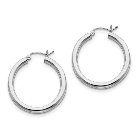 Sterling Silver Rhodium-plated 3mm Round Hoop Earrings QE809 - shirin-diamonds