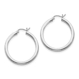 Sterling Silver Rhodium-plated 3mm Round Hoop Earrings QE810 - shirin-diamonds