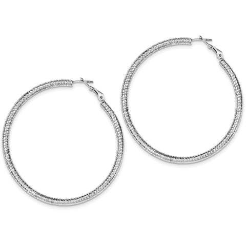 Sterling Silver Rhodium Plated Hinged Earrings QE8221 - shirin-diamonds