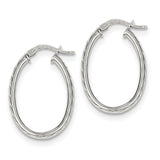 Sterling Silver Textured Hollow Oval Hoop Earrings QE8258 - shirin-diamonds