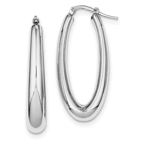 Sterling Silver Polished Rhodium Plated Hollow Hoop Earrings QE8278 - shirin-diamonds
