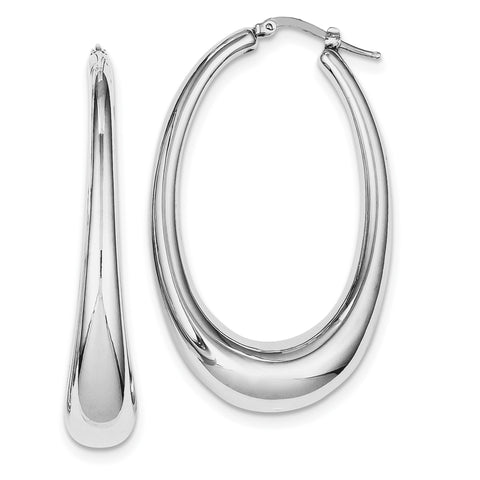 Sterling Silver Polished Rhodium Plated Hollow Hoop Earrings QE8281 - shirin-diamonds