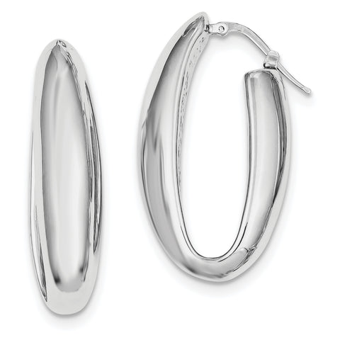 Sterling Silver Polished Rhodium Plated Hollow Hoop Earrings QE8310 - shirin-diamonds