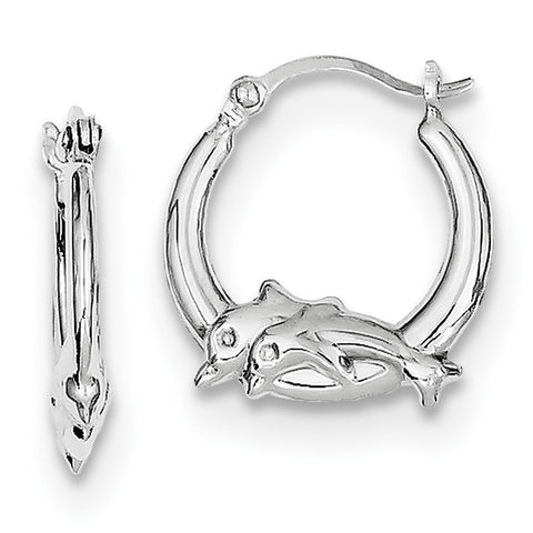 Sterling Silver Rhodium-plated Dolphin Hoop Earrings QE8333 - shirin-diamonds