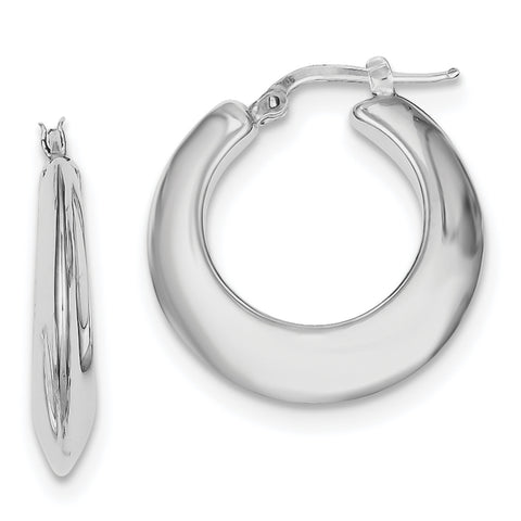 Sterling Silver Polished Rhodium Plated Hollow Hoop Earrings QE8335 - shirin-diamonds