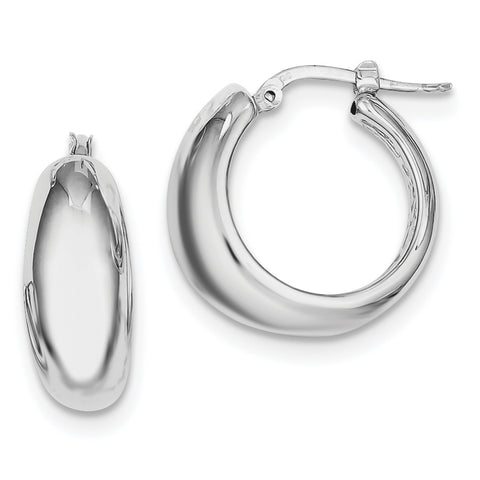 Sterling Silver Polished Rhodium Plated Hollow Hoop Earrings QE8338 - shirin-diamonds