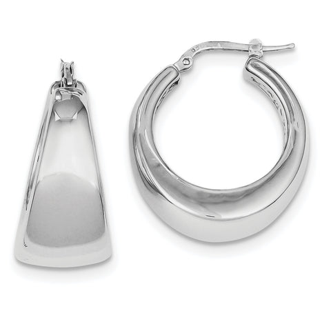 Sterling Silver Polished Rhodium Plated Hollow Hoop Earrings QE8343 - shirin-diamonds