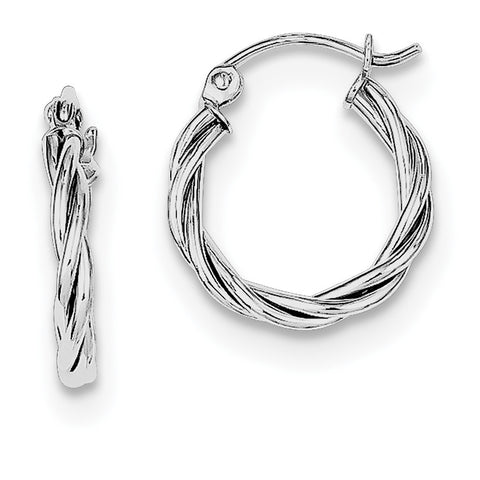 Sterling Silver Rhodium Plated Twisted Hoop Earrings QE8355 - shirin-diamonds